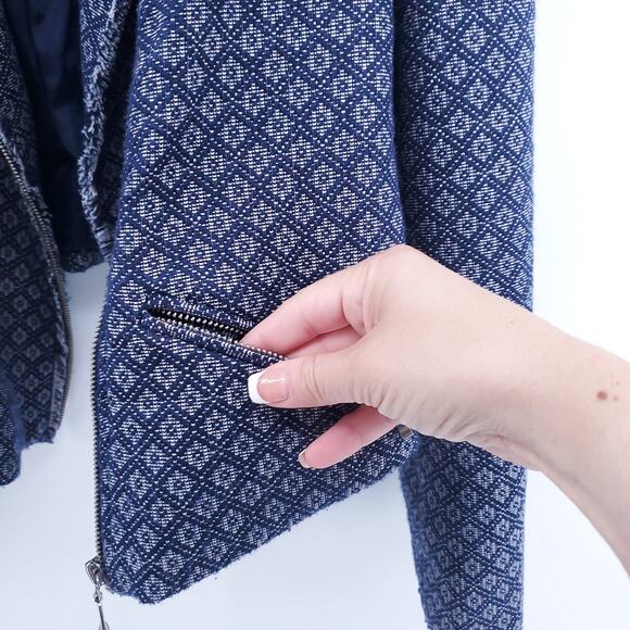 Metaphor Assymetrical Zip Up Raw Hemline 2 Zipper Front Pockets Lining Ripped| L - Picture 7 of 14